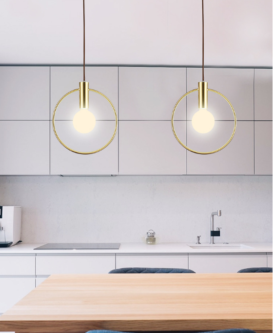 Minimalist Nordic Brass Circle Bulb Chandelier Pendant Light Galileo Lights