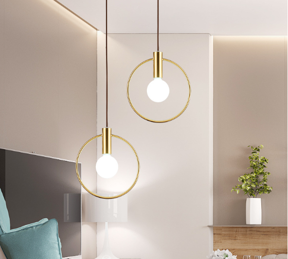 Minimalist Nordic Brass Circle Bulb Chandelier Pendant Light Galileo Lights