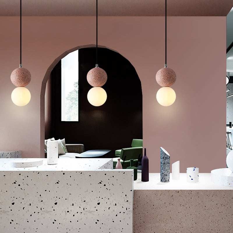 Terrazzo Ball Pendant Light Pink White light Pendant Light Galileo Lights