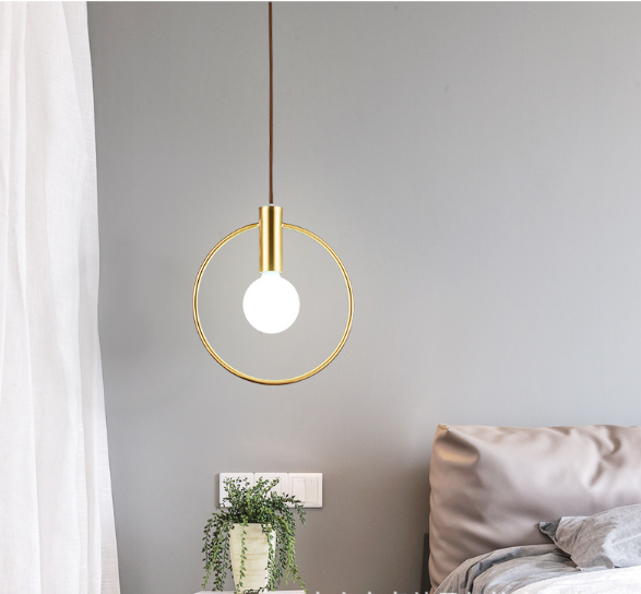 Minimalist Nordic Brass Circle Bulb Chandelier Single 26cm Pendant Light Galileo Lights