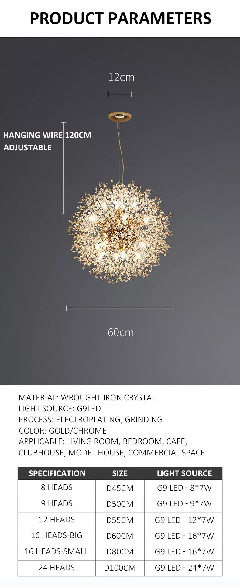 Dandelion Crystal Pendant Light Silver Pendant Light Galileo Lights