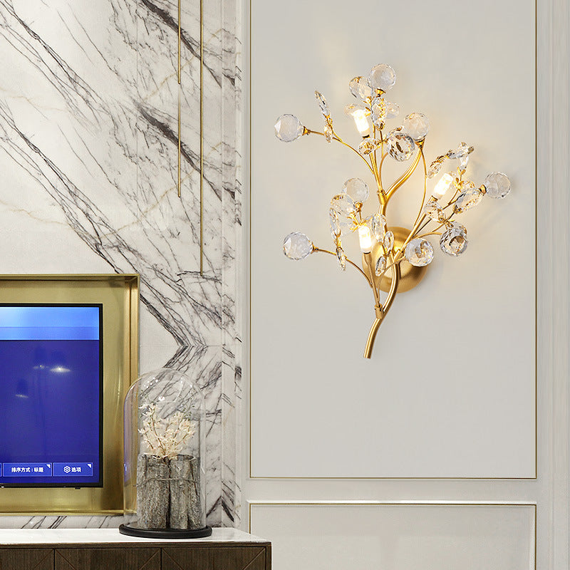 Golden Crystal Tree Branches Wall Lamp Wall Lamp Galileo Lights