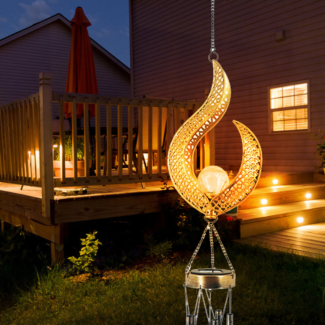 Solar Wrought Iron Wind Chime Outdoor Flame Lamp Outdoor Light Galileo Lights