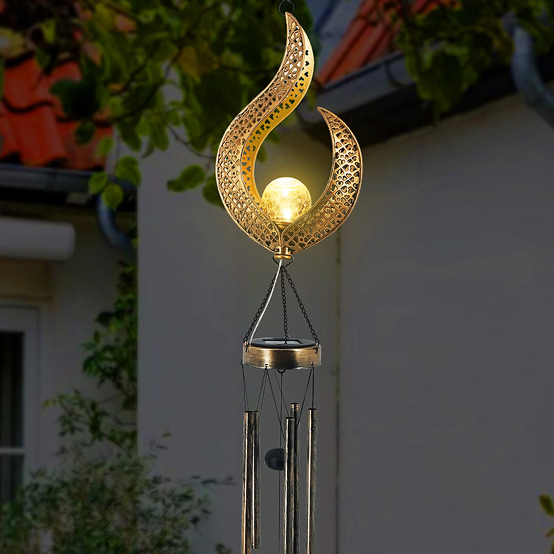 Solar Wrought Iron Wind Chime Outdoor Flame Lamp Outdoor Light Galileo Lights