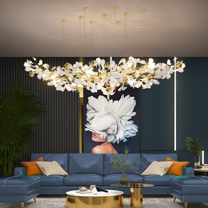 Ginkgo Leaves Modern Luxury Copper Ceramic Chandelier – Galileo Lights