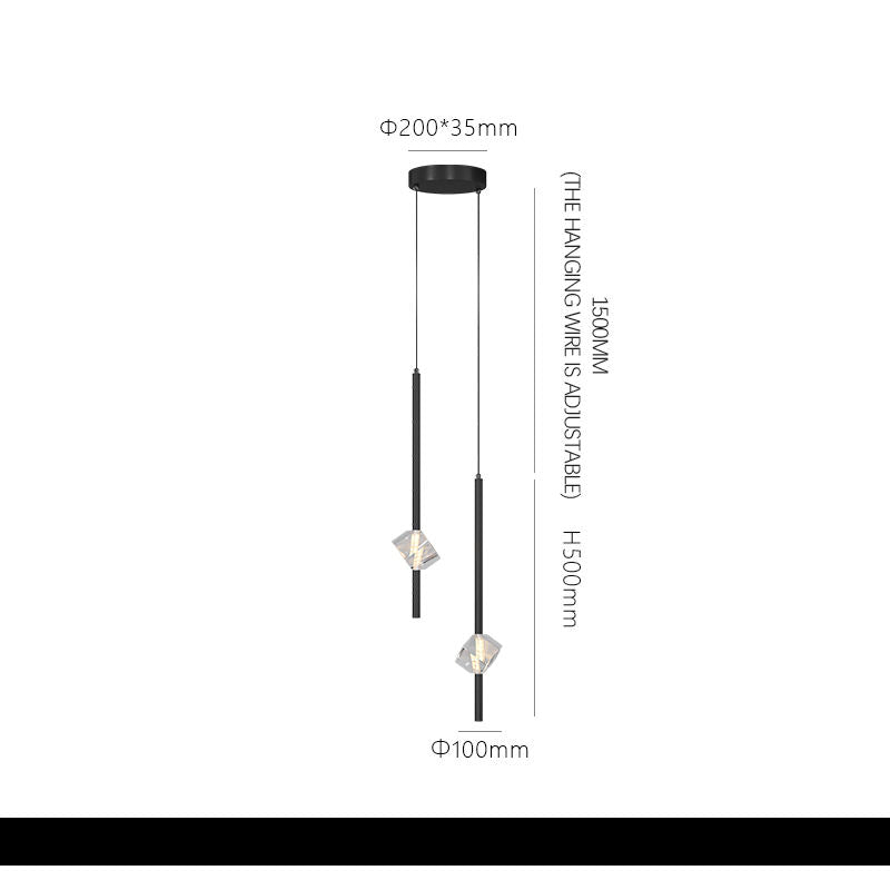Crystal Drop Pendant 2 Piece Set Black Pendant Light Galileo Lights