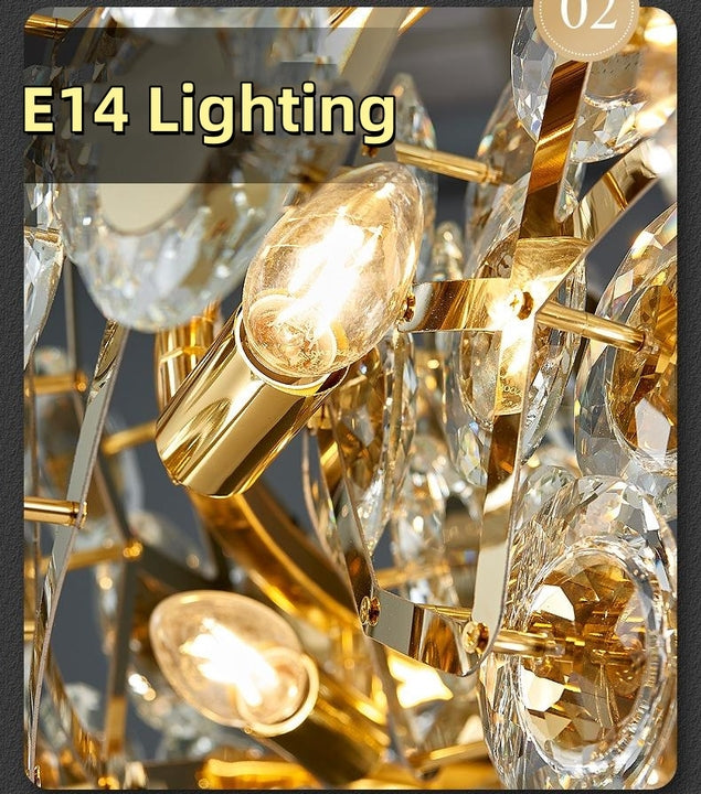 JYLIGHTING Luxury Crystal Led Chandeliers Indoor Living Room Interior Lighting Hanging Ceiling Pendant Light Modern