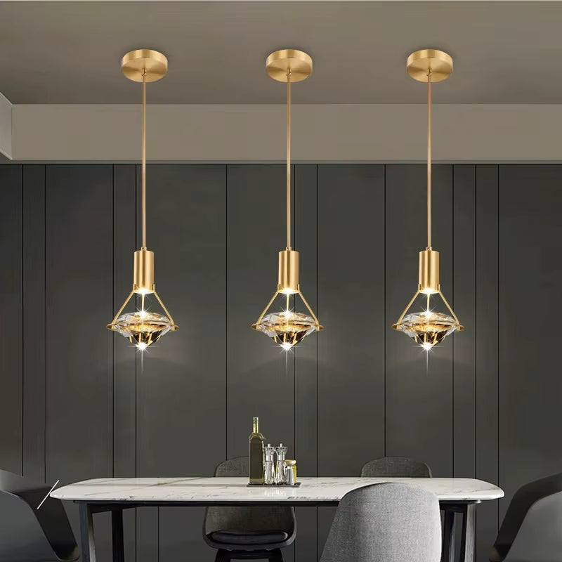 Hanging Diamond Crystal Pendant Light