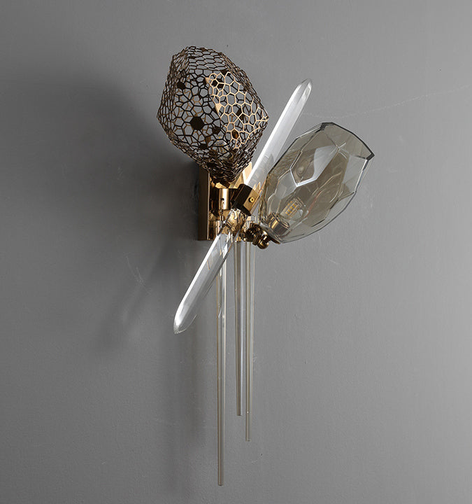 Led Brass Modern Glass Wall Sconce Fitting Bracket Light Indoor Cristal Murano Glass Wall Lamp