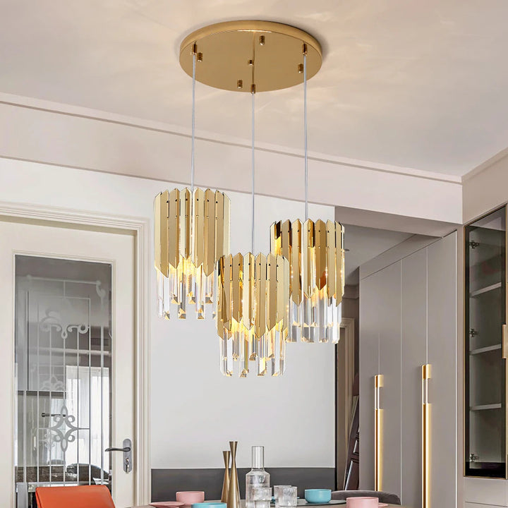 Modern Golden Round Stainless Steel Pendant Light Kitchen Island Lighting Luxury Chandelier Pendant Lights