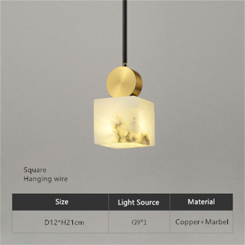 Creative Marble and Copper Pendant Light Cube Pendant Light Galileo Lights